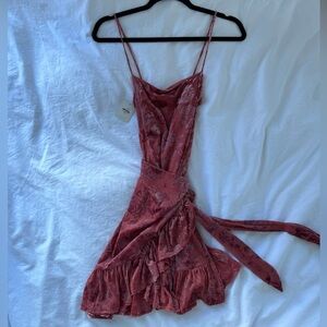 Free People Pink Asymmetrical Wrap Sundress